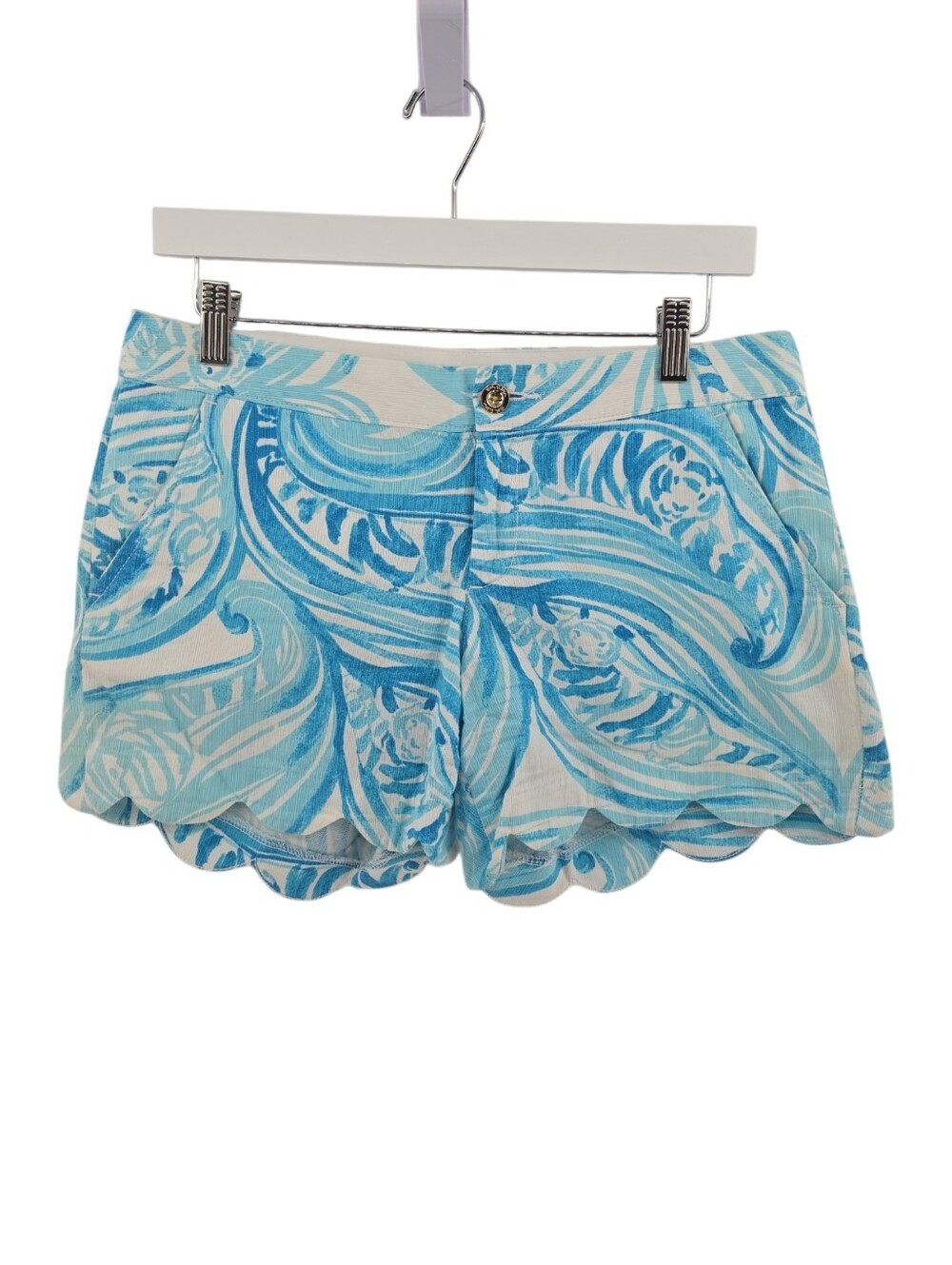 Lilly Pulitzer Buttercup Short Size 4 Scalloped Hem Blue 100% Cotton